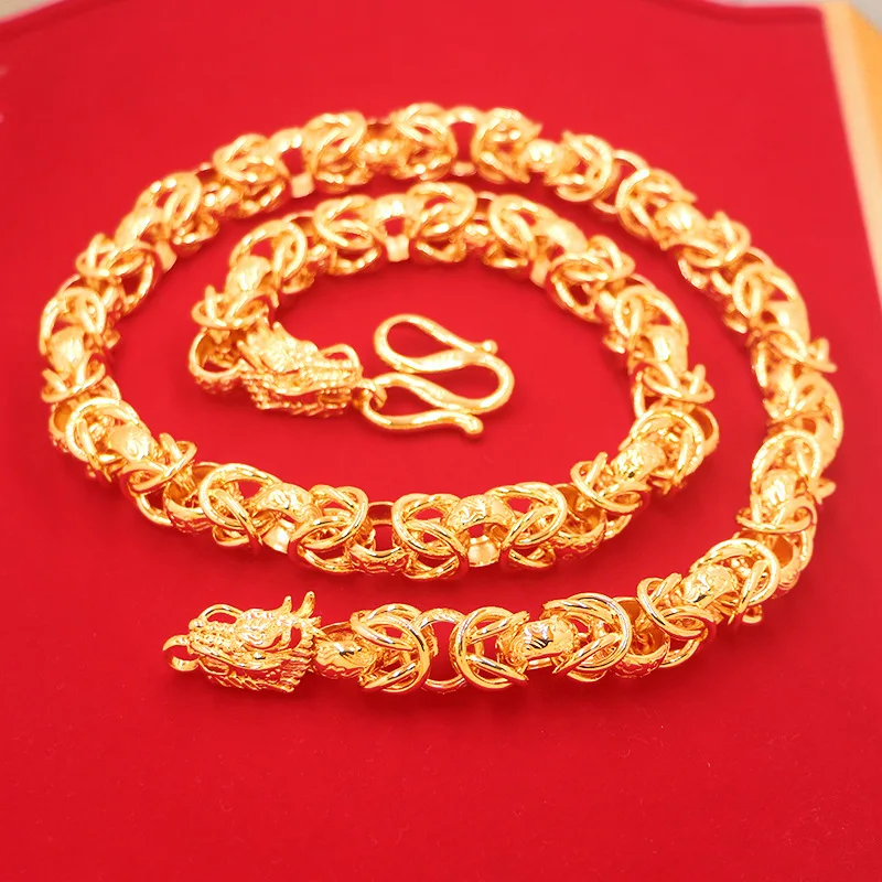 Men's bracelet dragon head domineer necklace 9999gold