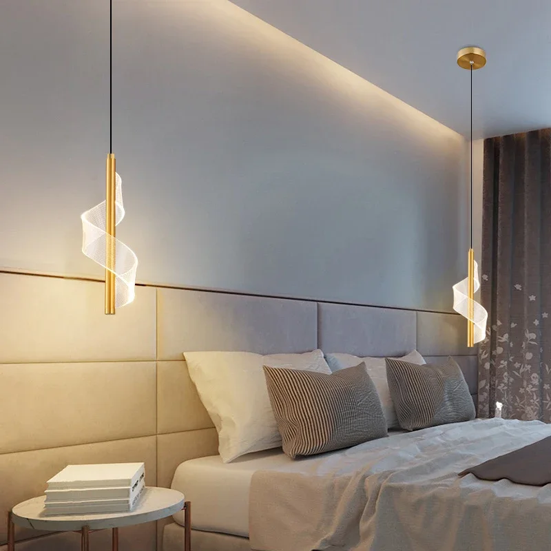 LED Bedside Pendant Light, Simple and Modern, Living Room, Bedroom Bedside, Creative Single Head Long Line Small Pendant Light image 3