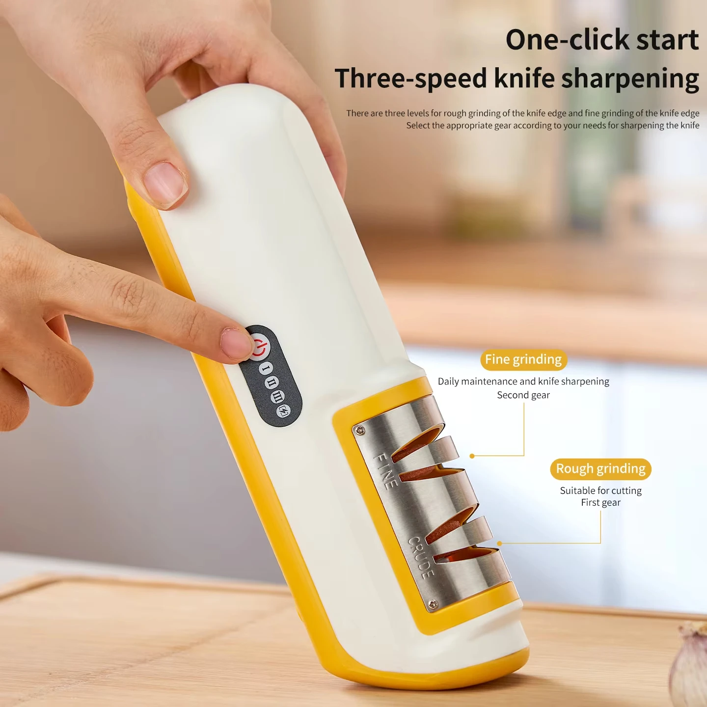 Electric Kitchen Knife Sharpener With Multifunctional Handheld Quick Sharpening Stone And 3 Adjustable Suitable For Kitchen Use