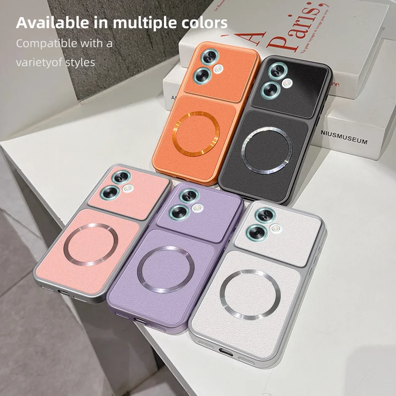 Dirt-resistant, Anti-Fingerprint Lychee Skin Texture Phone Case Sutible For Oppo A79 5G With Magnetic Ring Cover