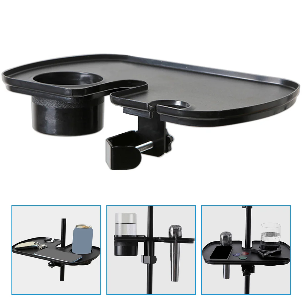 Plastic Pallet Microphone Stand Tray Microphone Rack Stand Holder Tray With Cup Holder Foot Pedal For Drink Holder Shelf