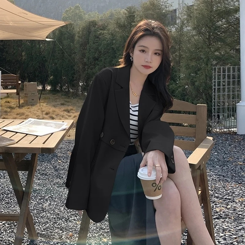 여성용 크롭 코트 신상품 외투 크롭 블레이저 여성스러운 감각의 직장용 플립 자외선 차단 얇은 사이즈 플러스 사이드 슬릿