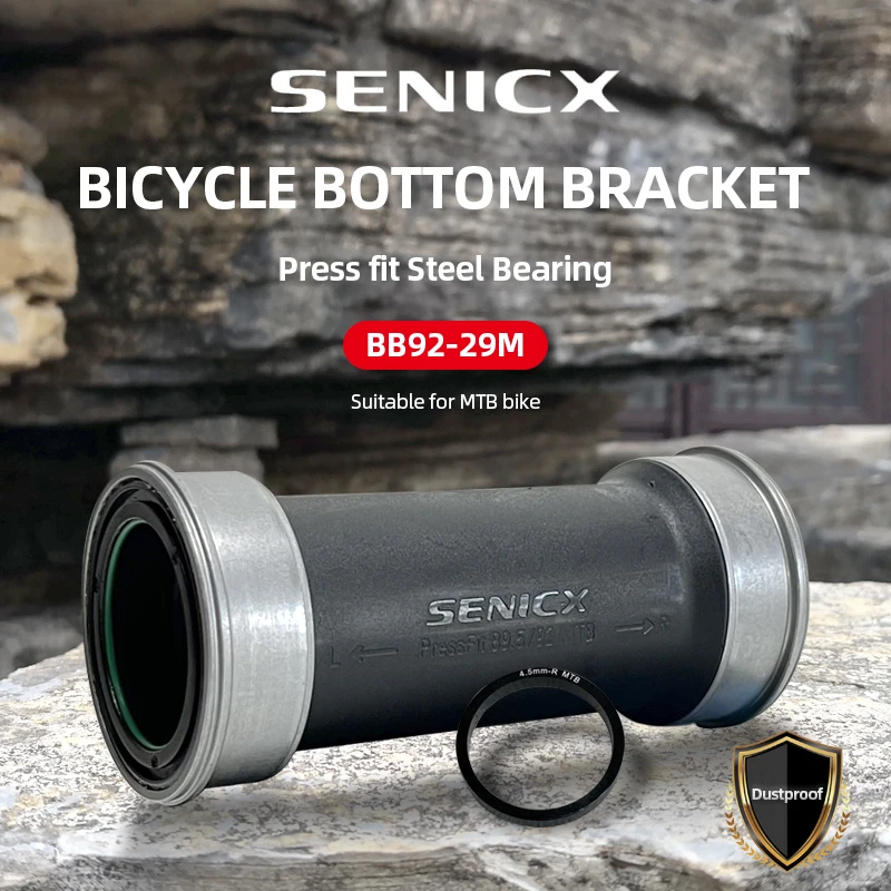 

SENICX 89.5-92mm Bottom Bracket for Mountain Bike Crankset 28.99mm Axis Pressfit BB92 Dub Steel Bearing MTB Bicycle Center Shaft