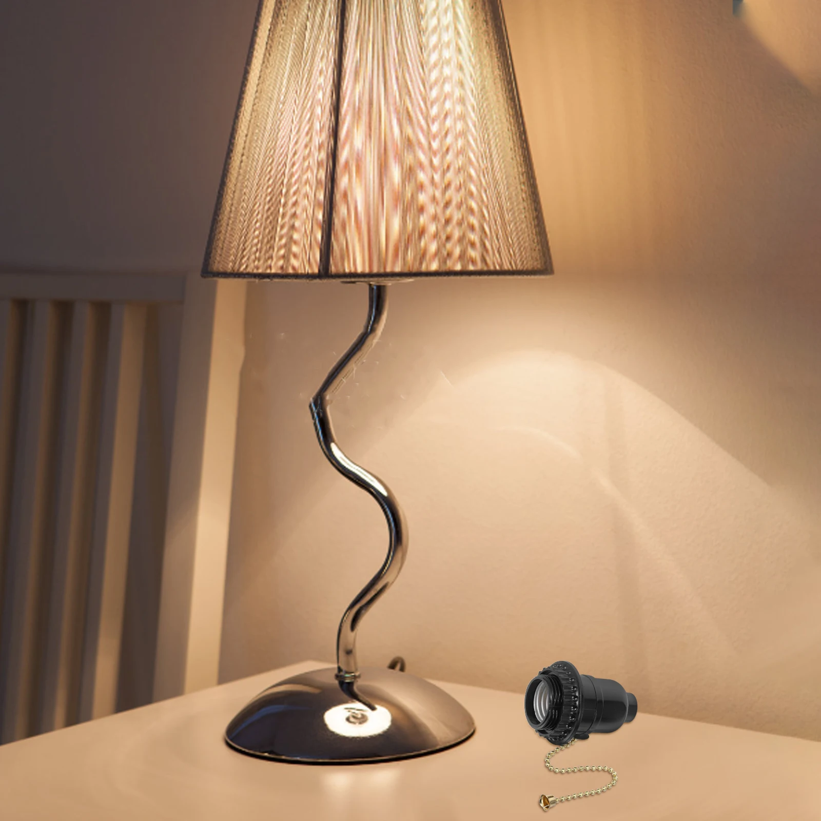 

E27 Lamp Holder Pull Chain Switch Black Screw Base Zipper Switch Lamp Parts Lampholder Pull String Light Fixture Socket