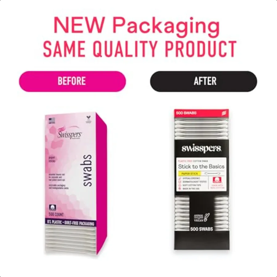 Swisspers Stick to The Basics Tamponi di cotone biodegradabili 100 PlasticFree Qtip Alternative Premium USAMade Beauty Tool f