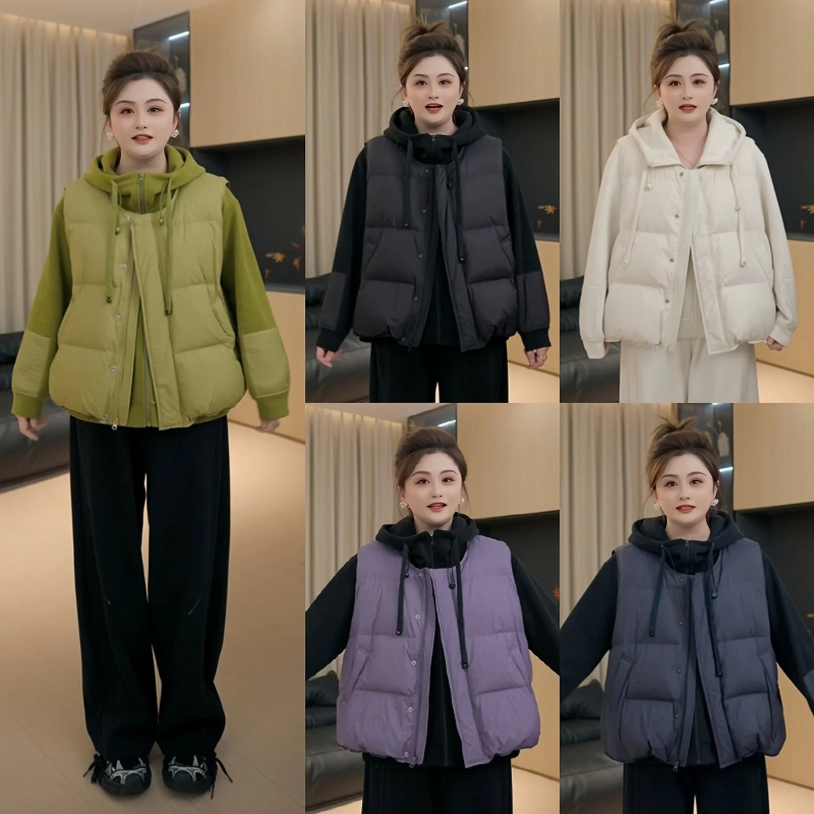 

Жилет женский утепленный PangJiaJia больших размеров, легкий, теплый, зимний, с круглым вырезом, на молнии