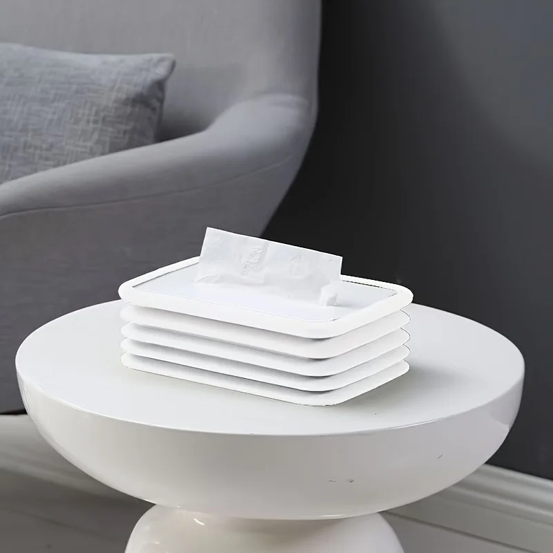 Auto Sinking Elastic Lifting Silicone Tissue Dispenser,Stain Resistant Easy Clean Tissue Box for Home Living And Dining Room