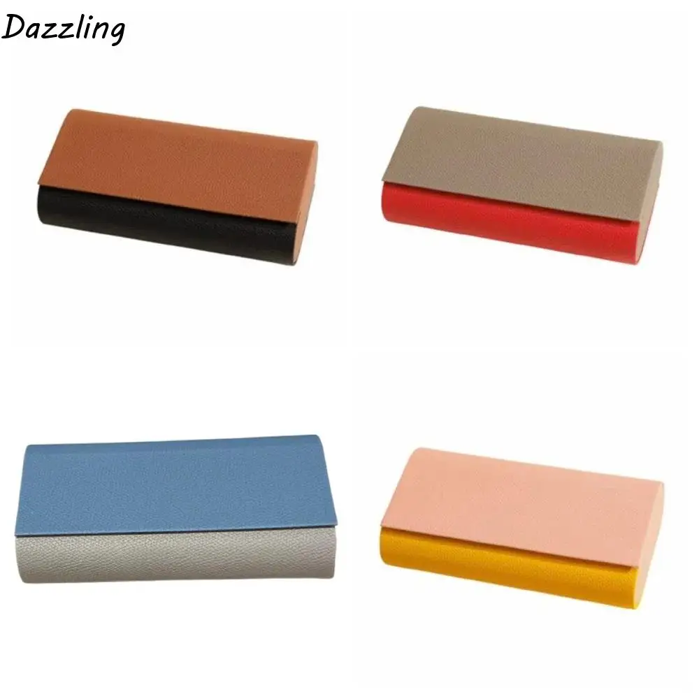 

Portable Eyeglasses Protective Case Magnetic Buckle Flocking Inside Eyeglasses Sleeve Sturdy PU Leather Hard Eyewear Protector