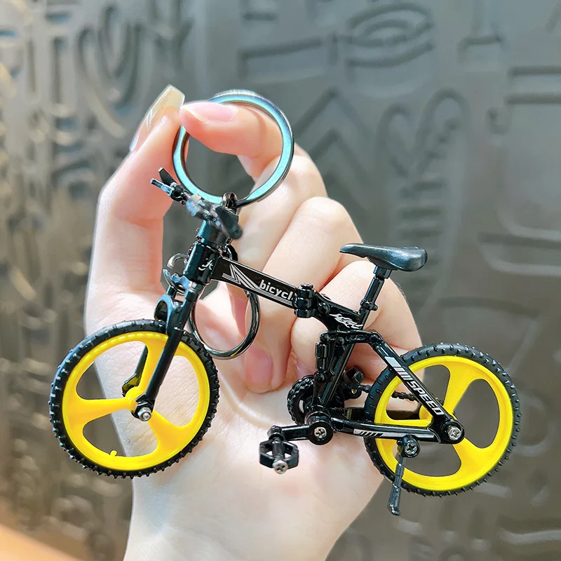 Creative Folding Simulation Alloy Bicycle Toy Model Desktop Decoration Ornaments Keychain Pendant Children Best Birthday Gifts