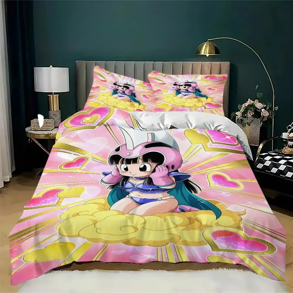 Juego de cama con diseño de dragón animado, juego de funda nórdica Bulma Bulla Chi-Chi Launch, juego de cama para niños, funda individual, doble, tamaño King