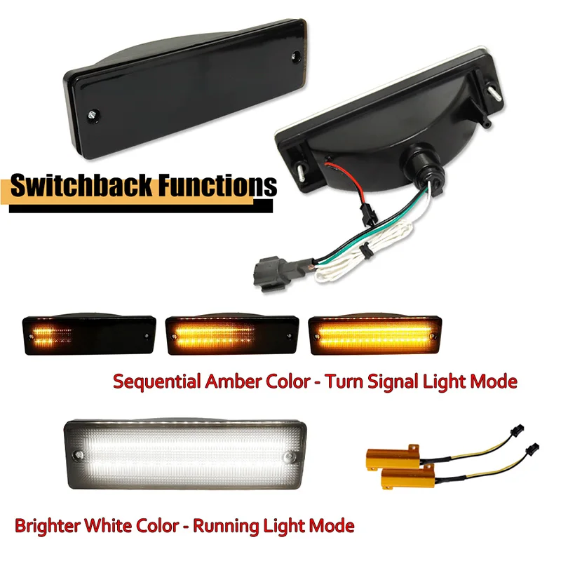 Switchback LED Front Dynamic Turn Signal Lights DRL For 1988-1997 Nissan D21 Hardbody pickup, For 1988-1995 Nissan Pathfinder