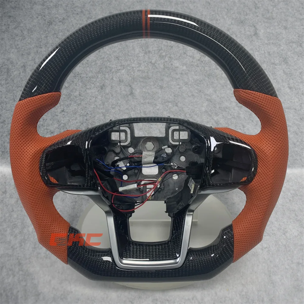 

Customized black Carbon Fiber Leather Steering Wheel for 2015 2016 2017 2018 2019 2020 Ford Explorer