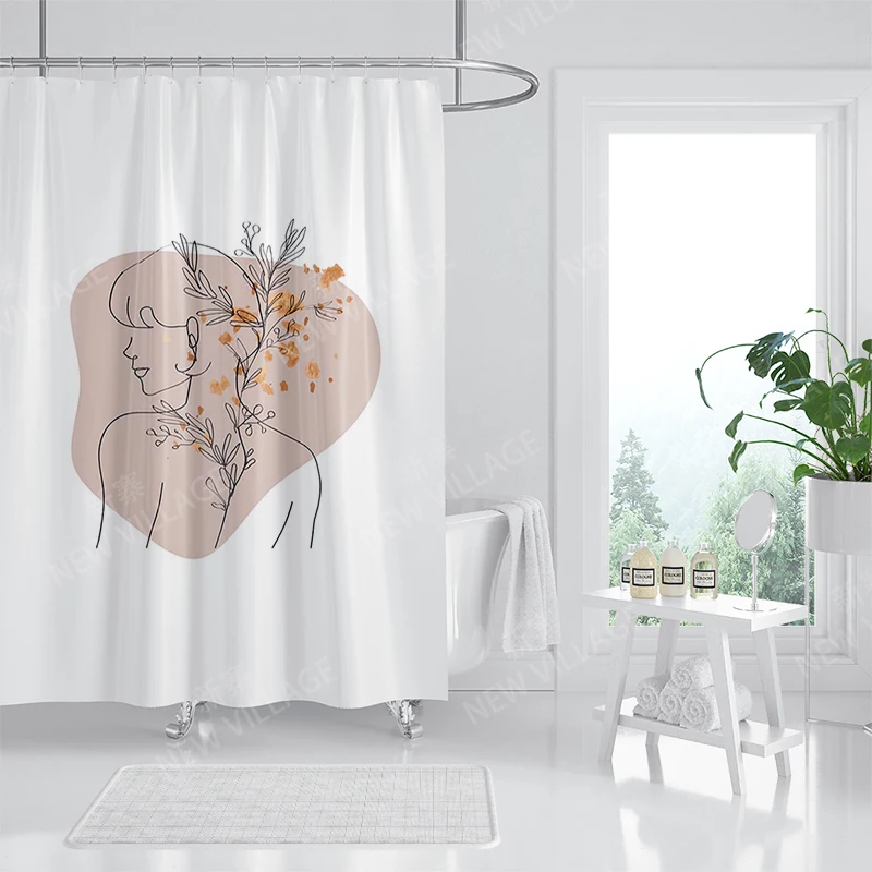 home shower curtains for bathroom Morandi lines and flowers waterproof fabric bathroom Curtains modern shower curtain 180x200