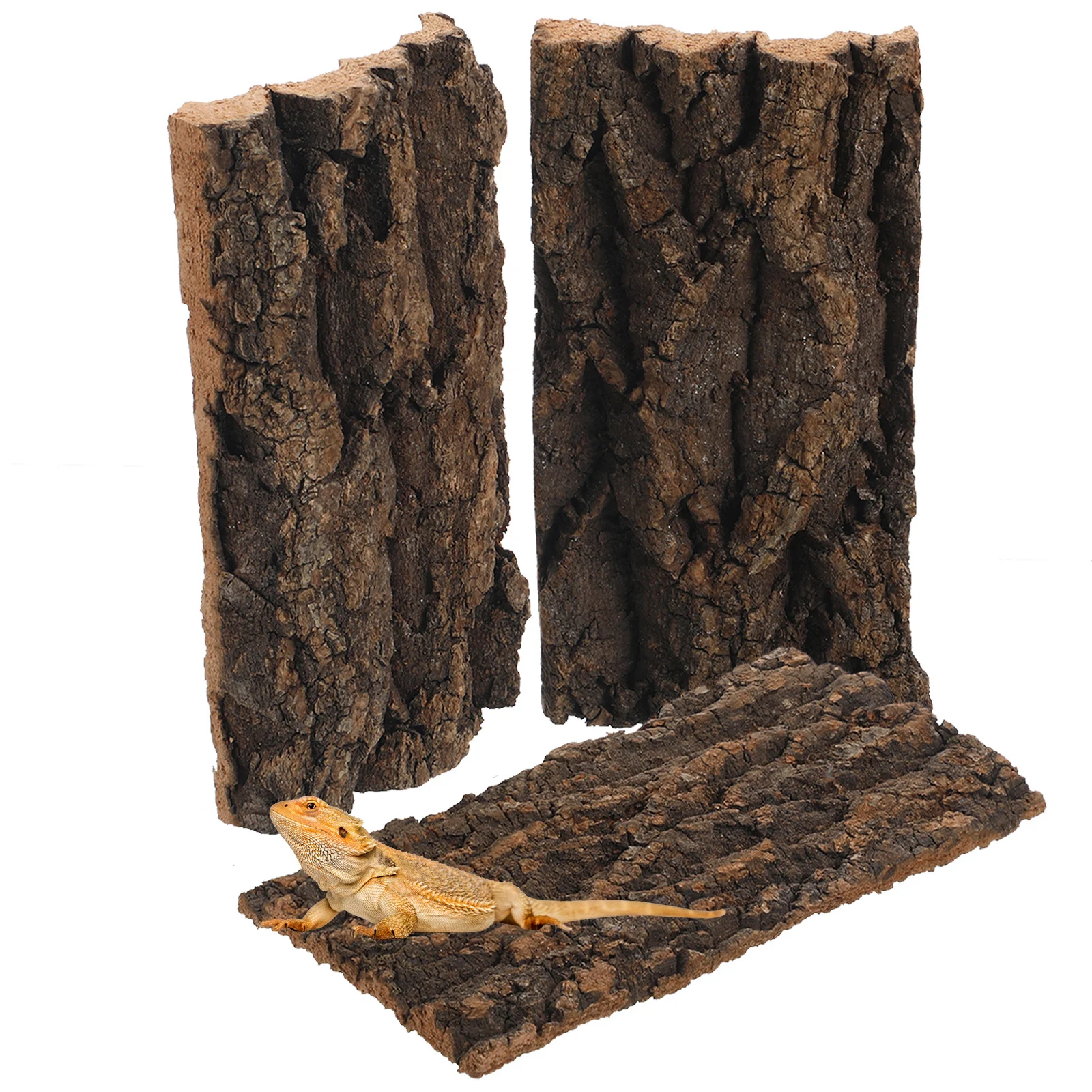 

3pcs Tree Bark Decor For Reptile Tank Cork Log For Hamsters Fish Tank Background Desktop Aquarium Bark Natural Aquatic Wood