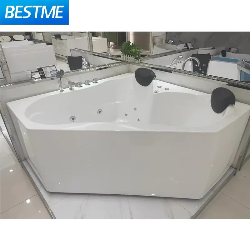 Acrylic Enjoyable Indoor Whirlpool Massage Bath Tub Double Person Pillow For 2 Adults Freestanding Bathroom Hot Spa Bathtub