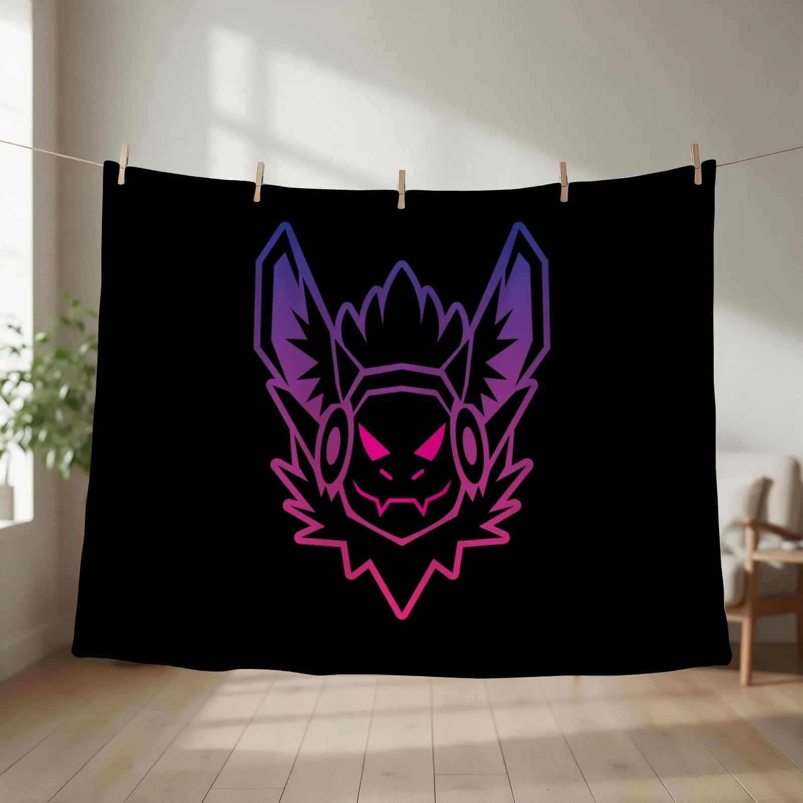 Synthwave Protogen T-Shirt Throw Blanket couch cozy soft plush fuzzy picnic outdoor blanket