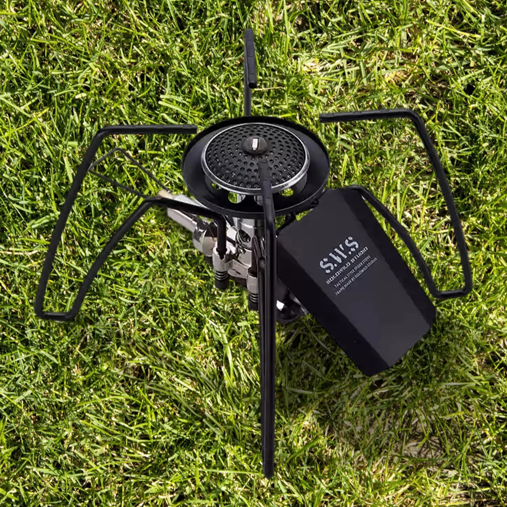 2900W Foldable Spider Stove Stainless Steel Lightweight Spider Stove Adjustable Folded Camping Gas Stove Outdoor Tourist Cooker