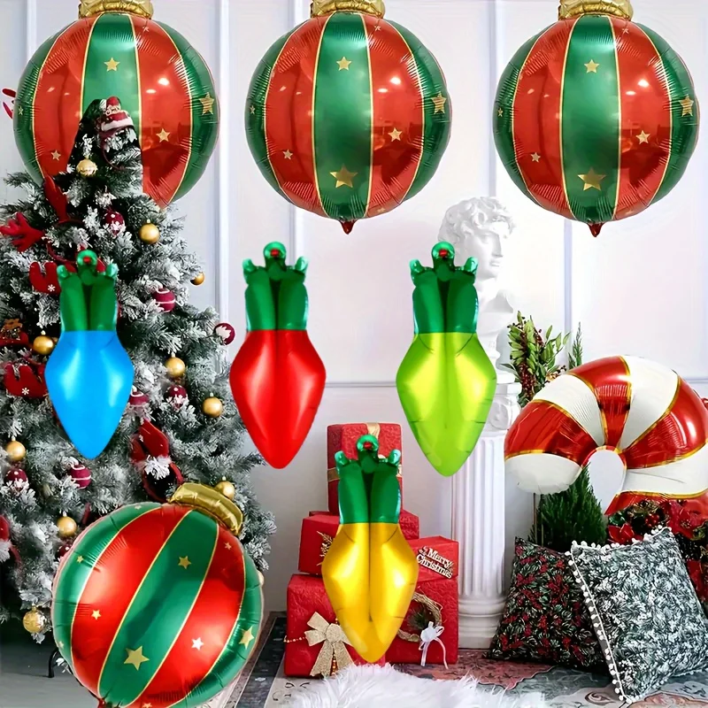 15 stücke Weihnachten Glühbirne Ballon Set Rot Grün Aluminium Folie Ballons Weihnachten Party Dekoration Urlaub Hängende Dekoration – Detail 2