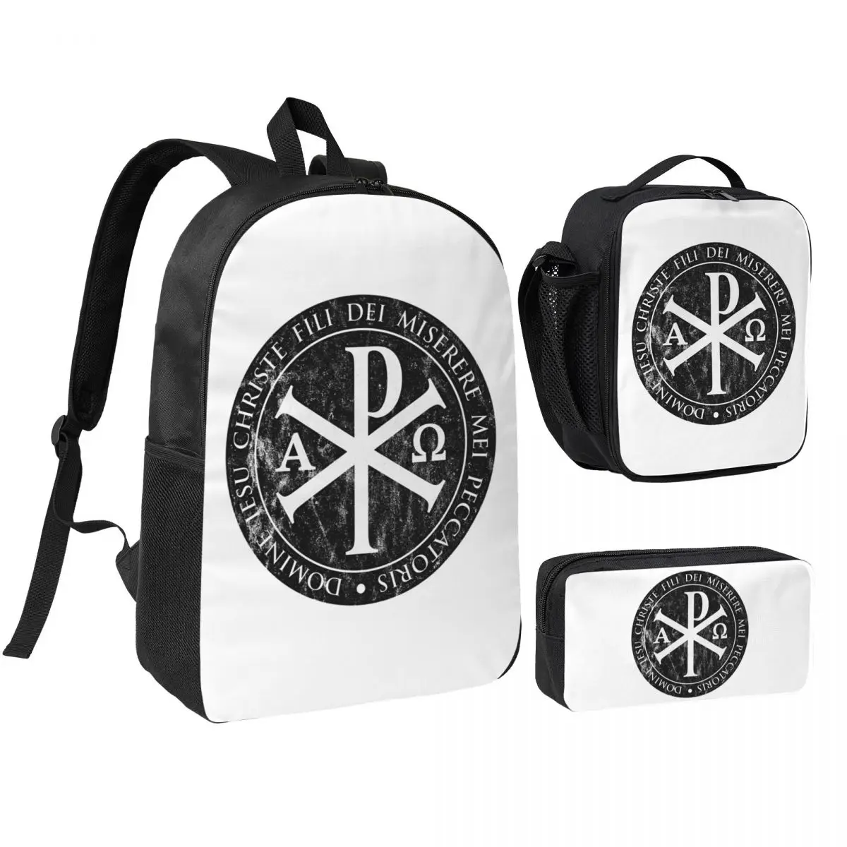 

Chirho, Chi Rho, Christogram, Jesus Backpack Student BookBag School Bag Shoulder Bags 3ps Insulated Lunch Bag Pencil Case