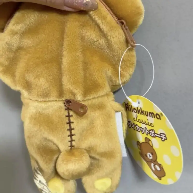 Kawaii Rilakkuma astuccio in peluche mangiare biscotto orso ricamato borsa di cancelleria per studenti sacchetto di immagazzinaggio cosmetico regalo