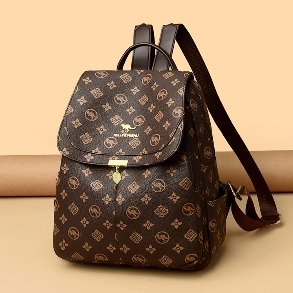 Classic Kangaroo Printed Backpacks Pu Leather Backpack for Women Mother Shoulder School Bag Back Packs Commuting Sac A Dos view 2