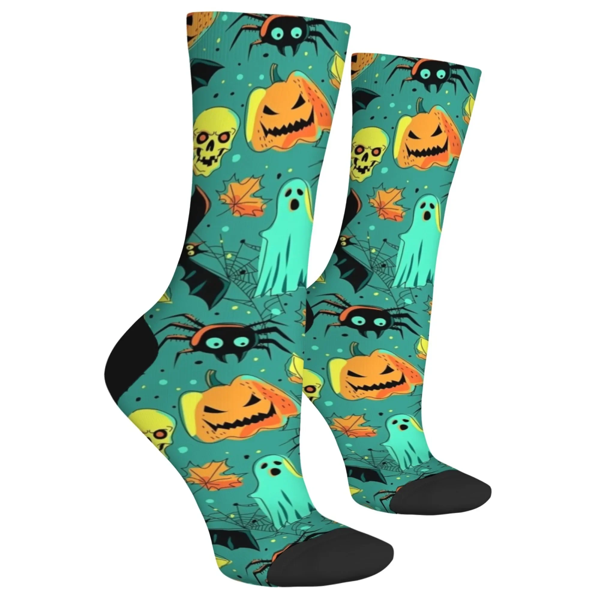 Fashion Novelty Men's Crew Socks Halloween Theme Print Perfect Gift for Boyfriend Husband Unique Festival Night Party Socks