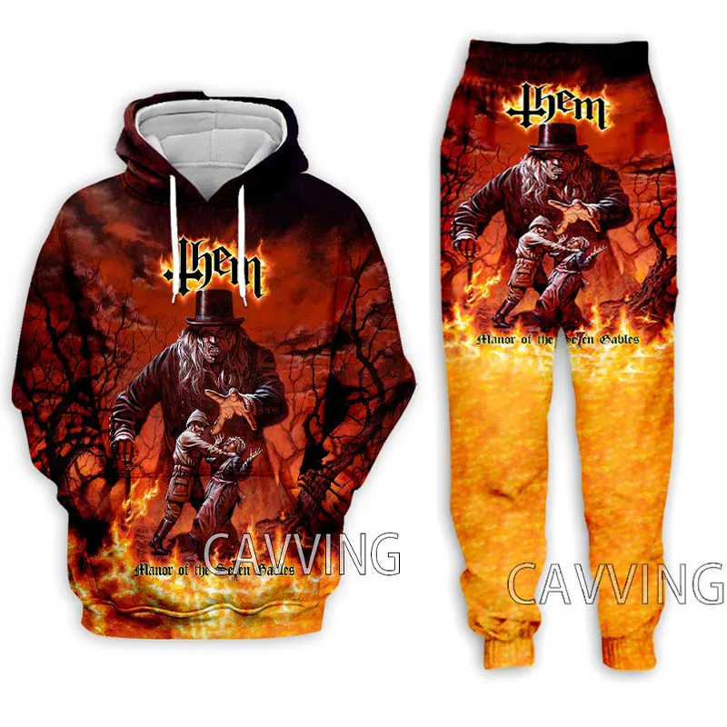 Conjunto de Sudadera con capucha y pantalones de Jogging para hombre y mujer, chándal informal con estampado 3D de banda de Rock, ropa de traje