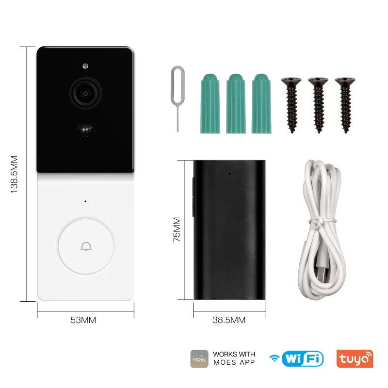 Tuya Smart WiFi Video Doorbell Camera - 2-Way Audio Intercom|     Wireless|     Night Vision|     Home Security Doorbell