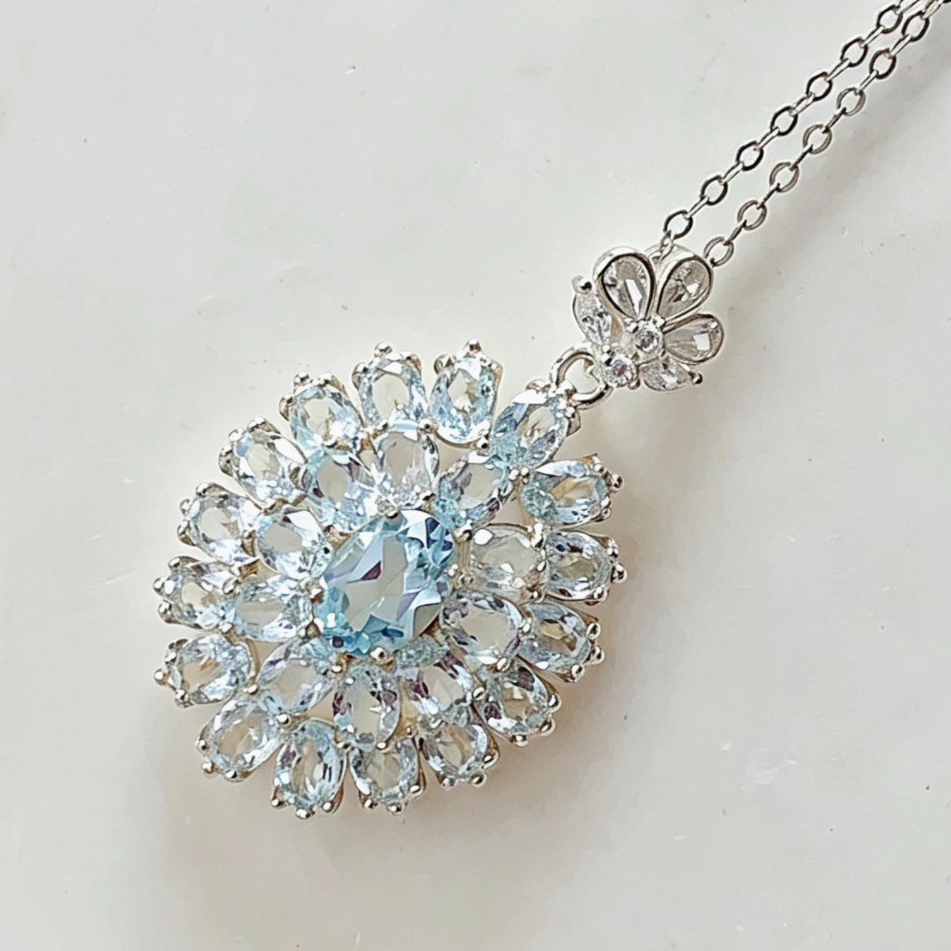 Luxury 925 Silver Topaz Pendant 4.6ct Natural Topaz Necklace Pendant with Certificate Gold Plated Silver Fine Jewelry for Women