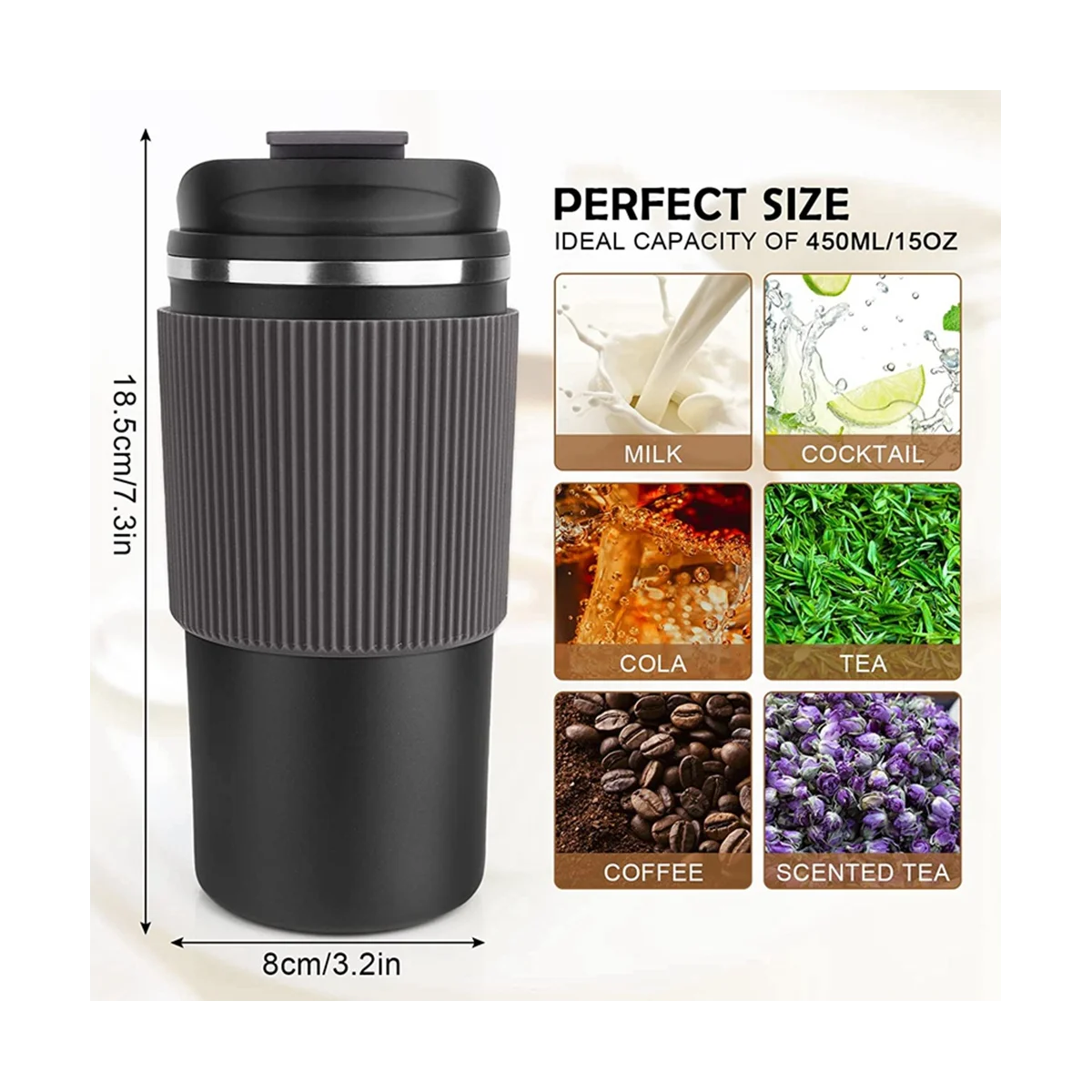 Stainless Steel Cup Fashion Simple Coffee Cup with Silicone Case Portable Water Cup Vacuum Cup image 6