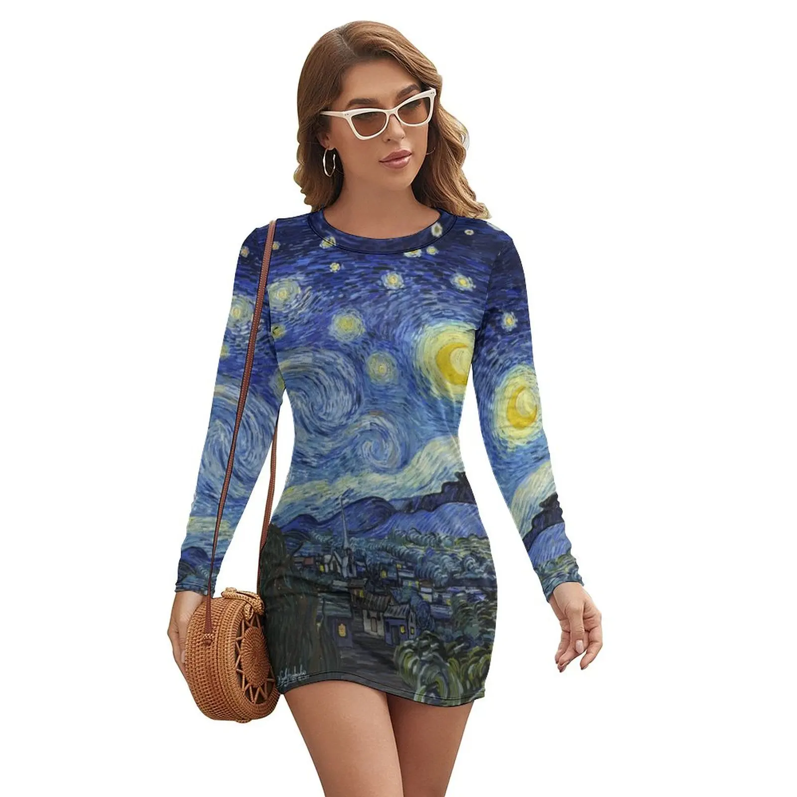 

The Starry Night Panorama Long-sleeved Dress Party dresses beach dresses Evening gown dresses ladies 2024 summer