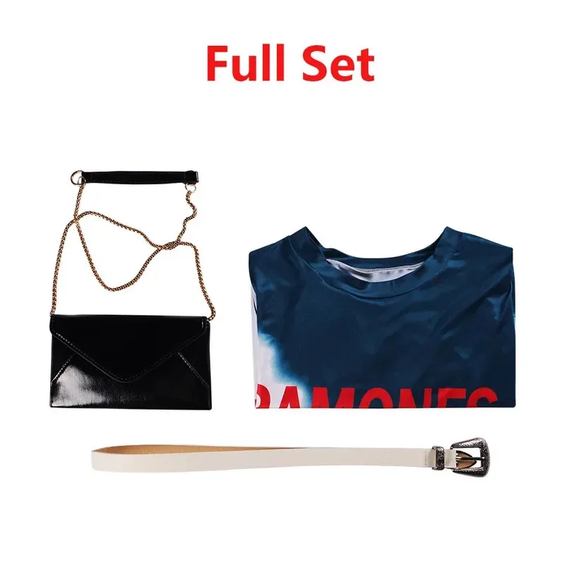 2025 11 فيلم خطأي تأثيري حلي نوح مجموعة كاملة فساتين داكنة حقيبة بحزام حفلة الهالوين للفتيات اليومية تي شيرت تنورة Se