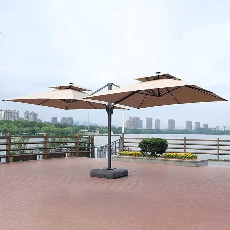 Outdoor Parasol Garden Scenic Beach Swing Sun Umbrella Roman Villa Garden Booth Double Head Umbrella