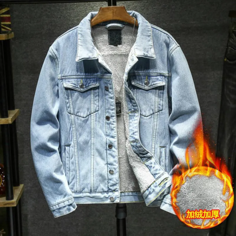 

Men Winter Jean Jackets Outerwear Warm Denim Coats Pop Men Large Size Fleece Liner Thicker Winter Denim Jackets Male Autumn Coat