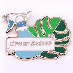 Grow Better Enamel Pin Cute Plant Badge Funny Backpack Hat Decorative Accessory