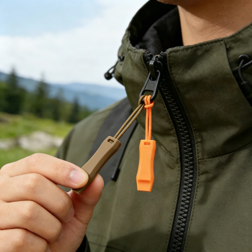 5pcs color mixing Outdoor lifesaving whistle rope emergency safety whistle rope camping hiking backpack jacket DIY zipper label