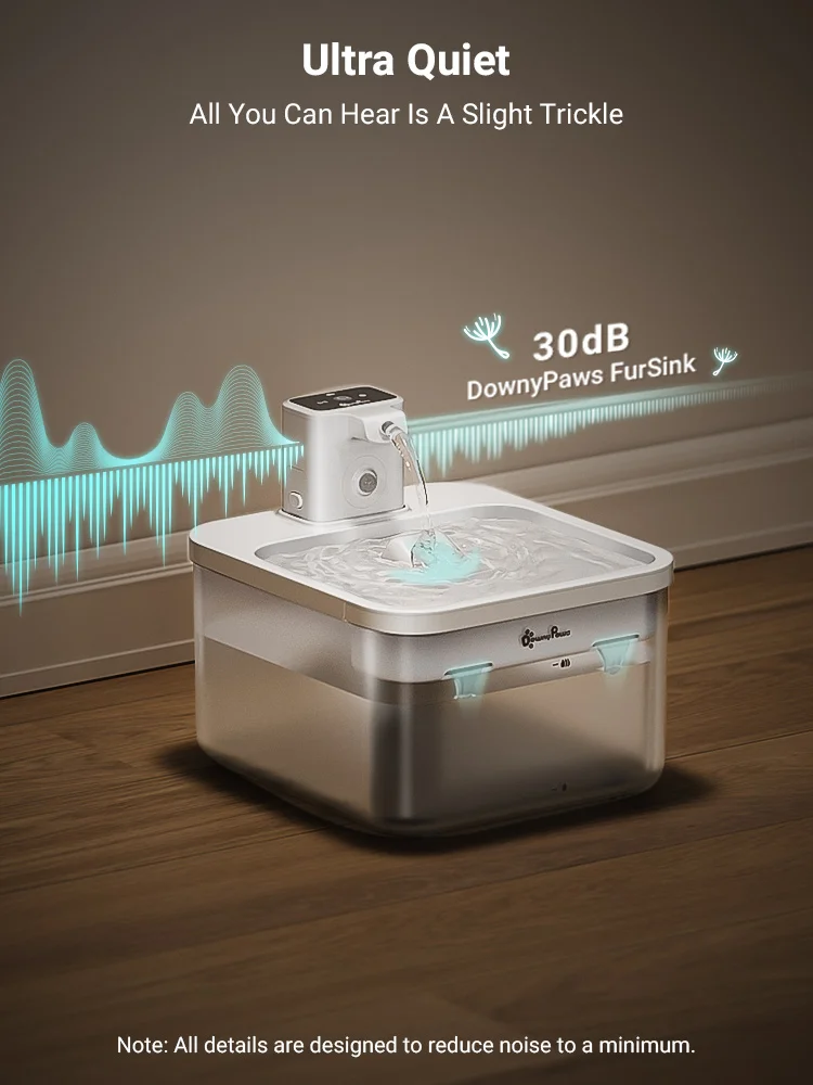 DownyPaws 2.5L Wireless Cat Water Fountain Battery Operated Automatic Pet Water Fountain with Motion Sensor Dog Water Dispenser