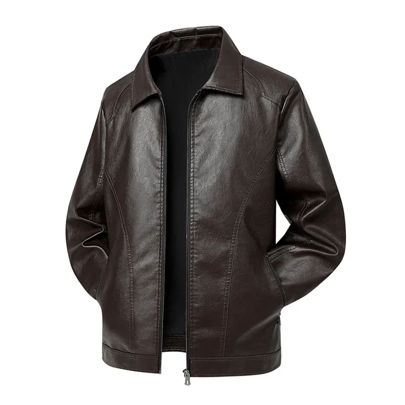 

Men's Fall Winter PU Leather Jackets 2025 Mens Turn Down Collar Motorcycle Leather Jacket Mens Brown Casual Jackets Big Size 8XL