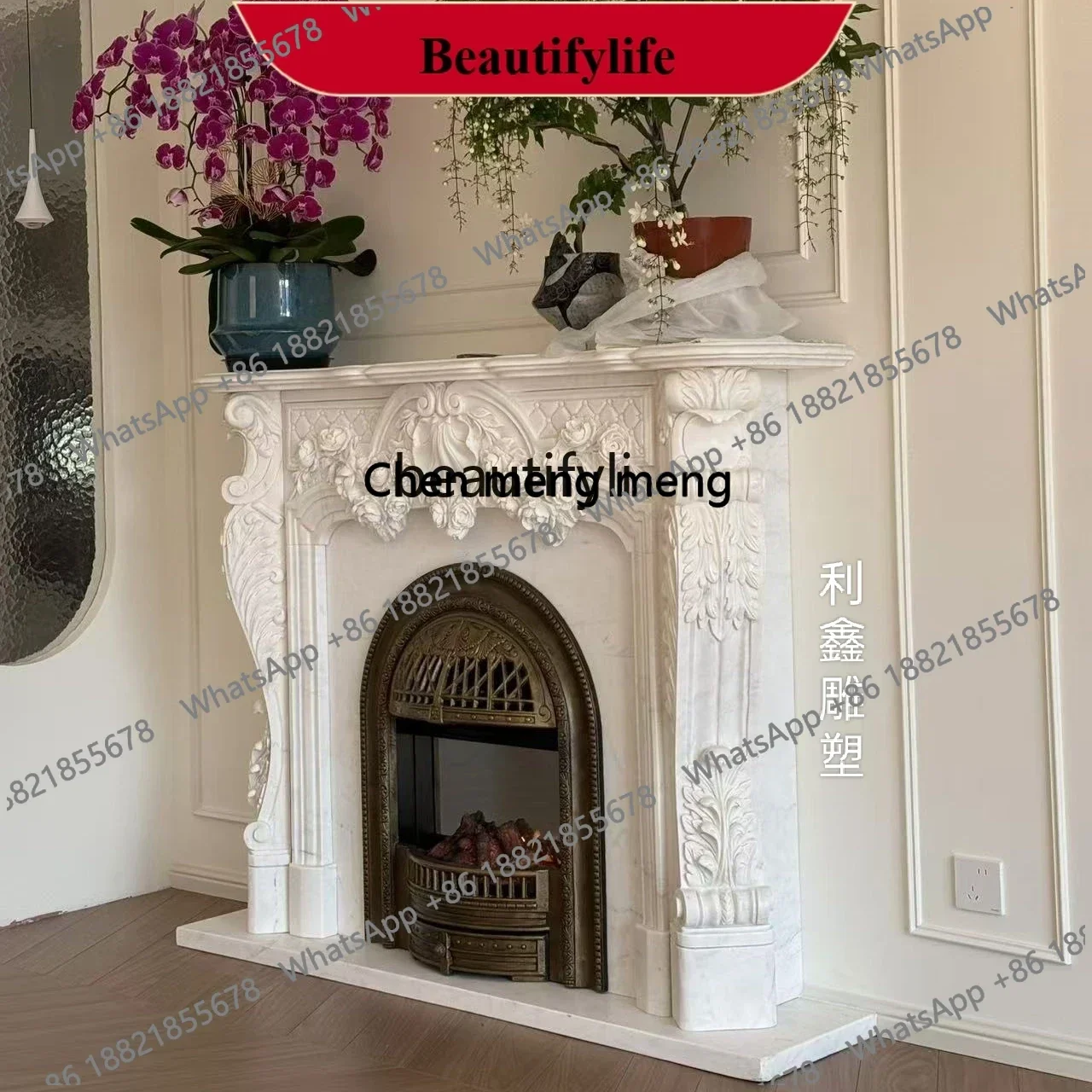 Z183 Marble mantel European living room entrance decoration natural marble carved fireplace