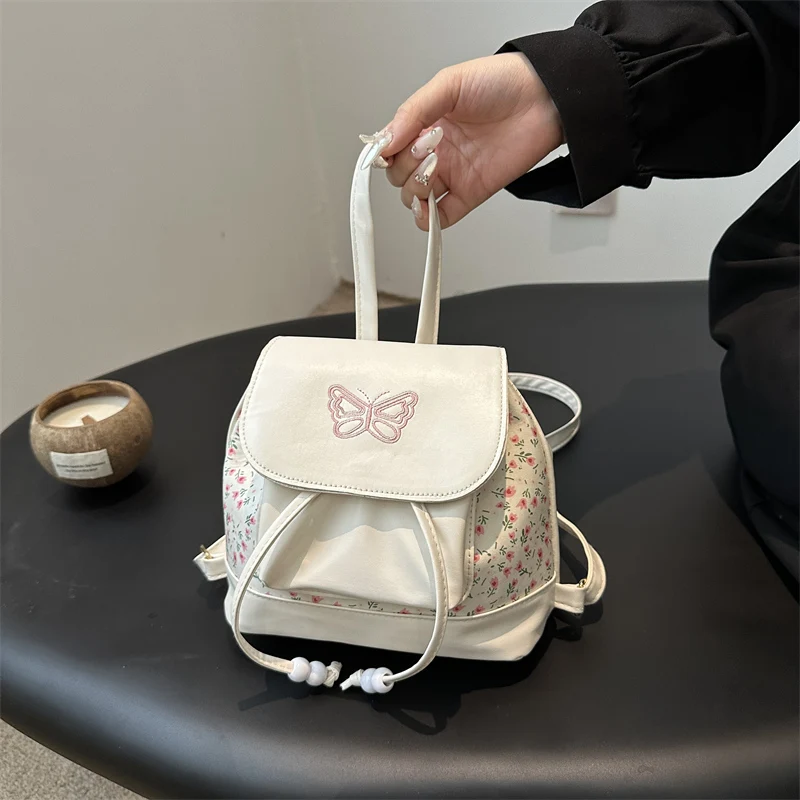 여성 인쇄 버킷 배낭 PU 가죽 활 귀여운 학교 배낭 조절 가능한 스트랩 간단한 버킷 숄더 백 소녀 데일리 가방