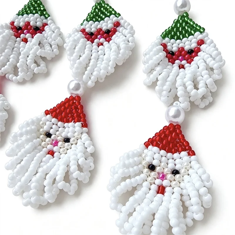 New arrived 20pcs/lot color glass acrylic beads handmade weave cartoon Santa Claus shape bead diy jewelry garment hair accessory