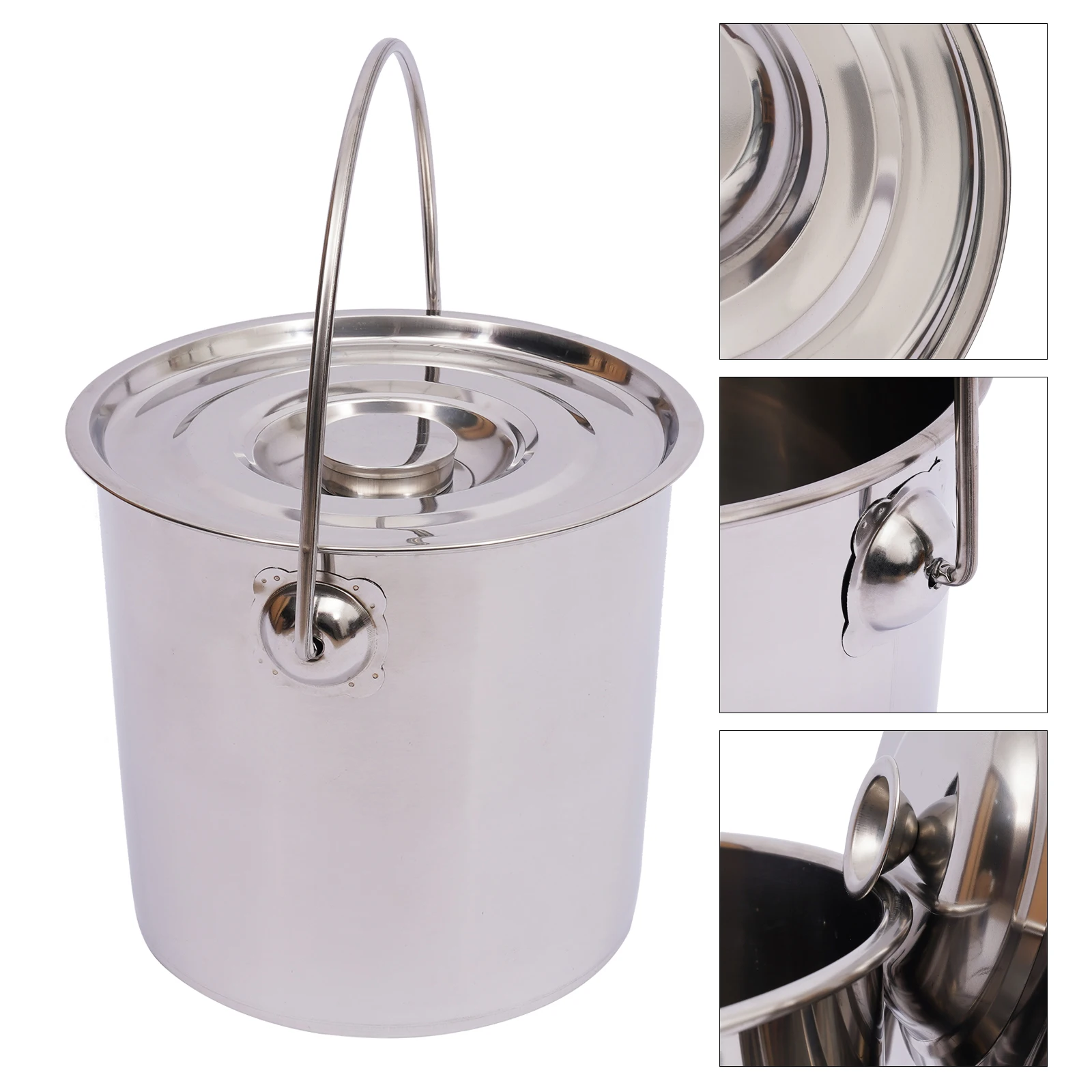 StainlessSteel Ice Bucket 6/12L  Food Industrial Bucket Kitchen Bucket With Lid Many Applications Extra Thick