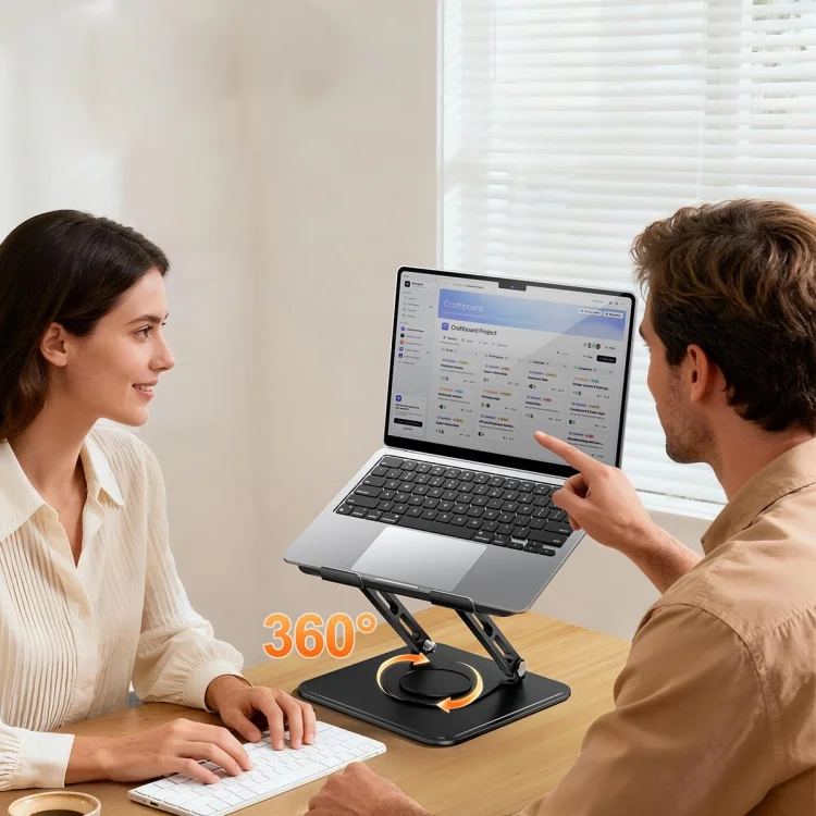 360 Degree Rotating Foldable Carbon Steel Laptop Stand Heavy Duty Notebook Riser