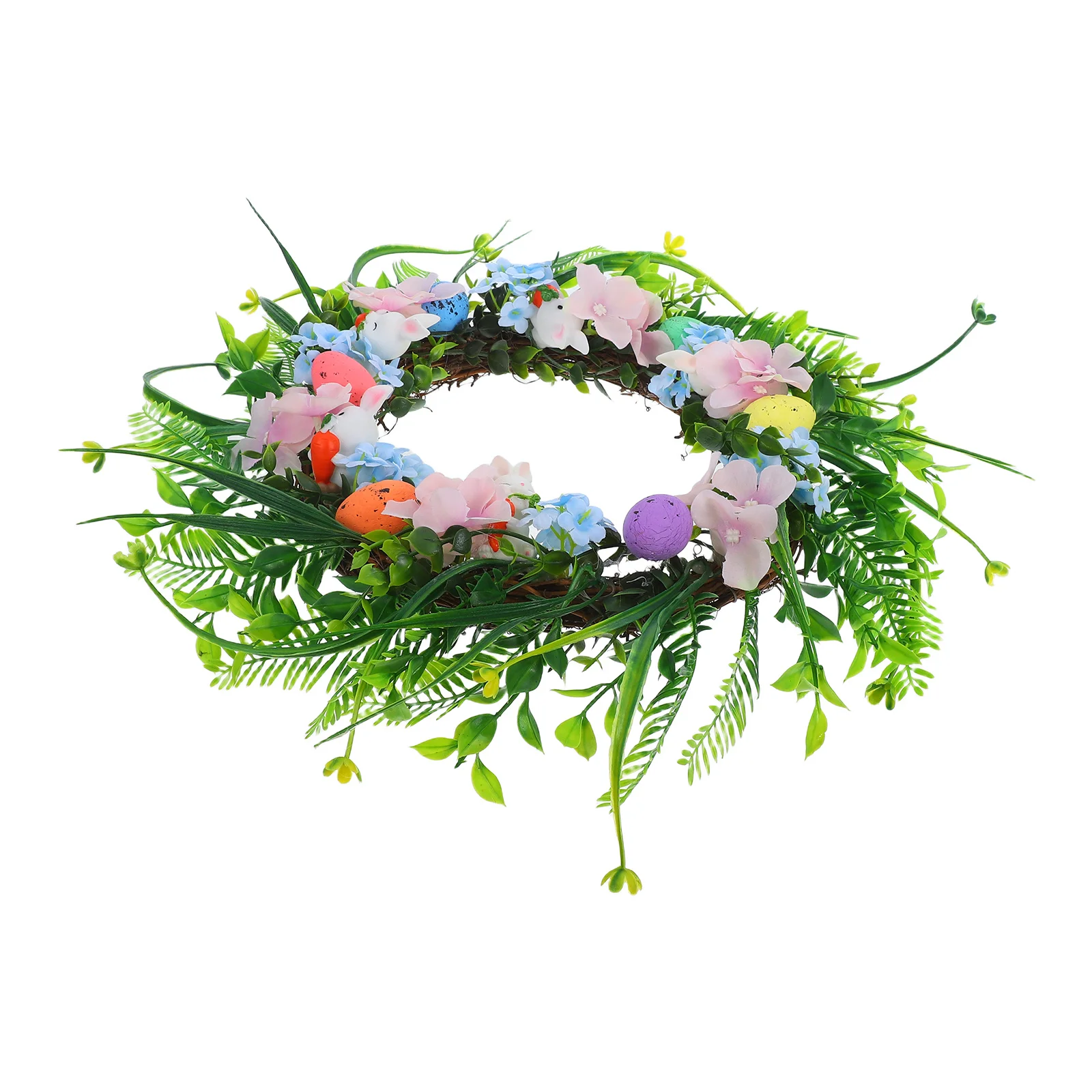 

Easter Floral Wreath Artificial Flower Wreath for Front Door Hanging Indoor Decor Suspended Party Favor Photo Prop Ornament