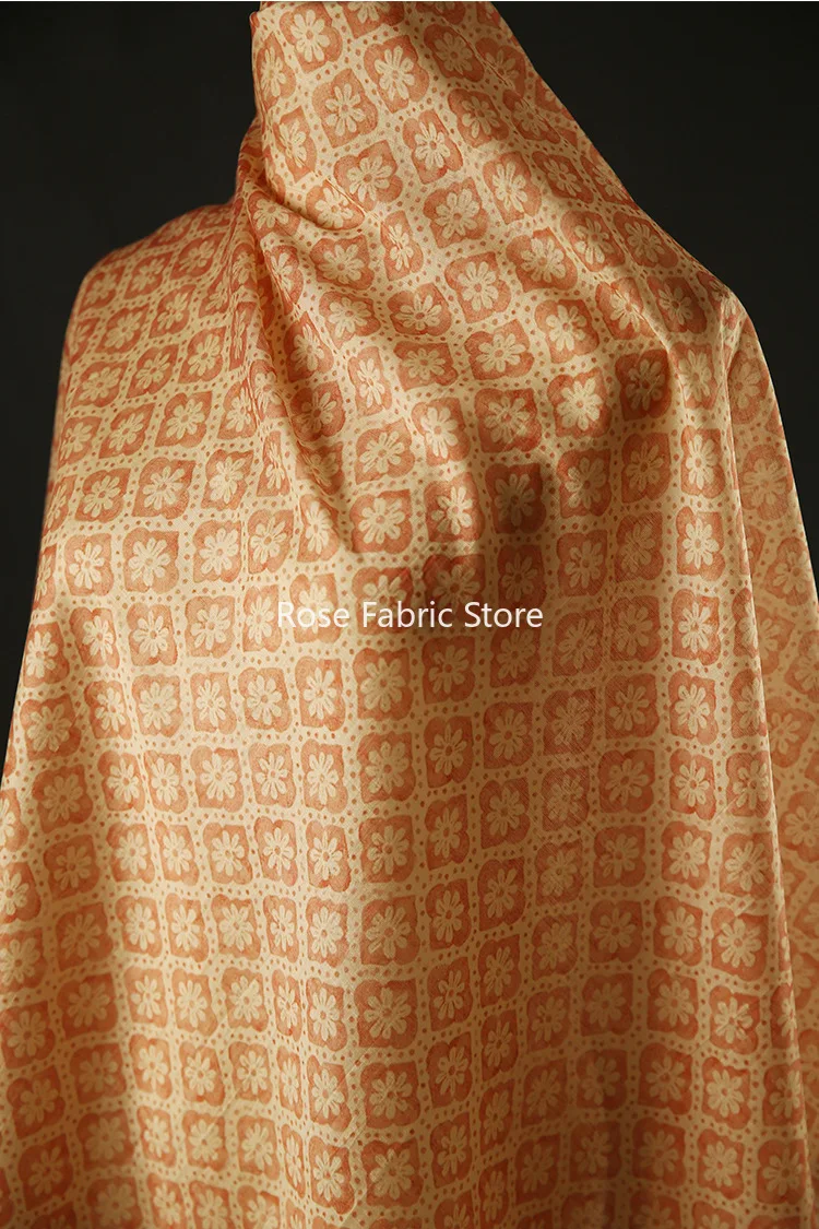 Tessuto di cotone broccato floreale con griglia da 1 metro, primavera estate, camicia, pantaloni, tessuto da cucito fai da te