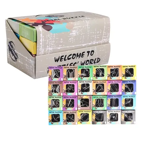 24pcs/set Metal Montessori  Wire Puzzles IQ Brain Teaser Classical Intellectual Toy for Children Adult Anti-Stress Reliever Toys