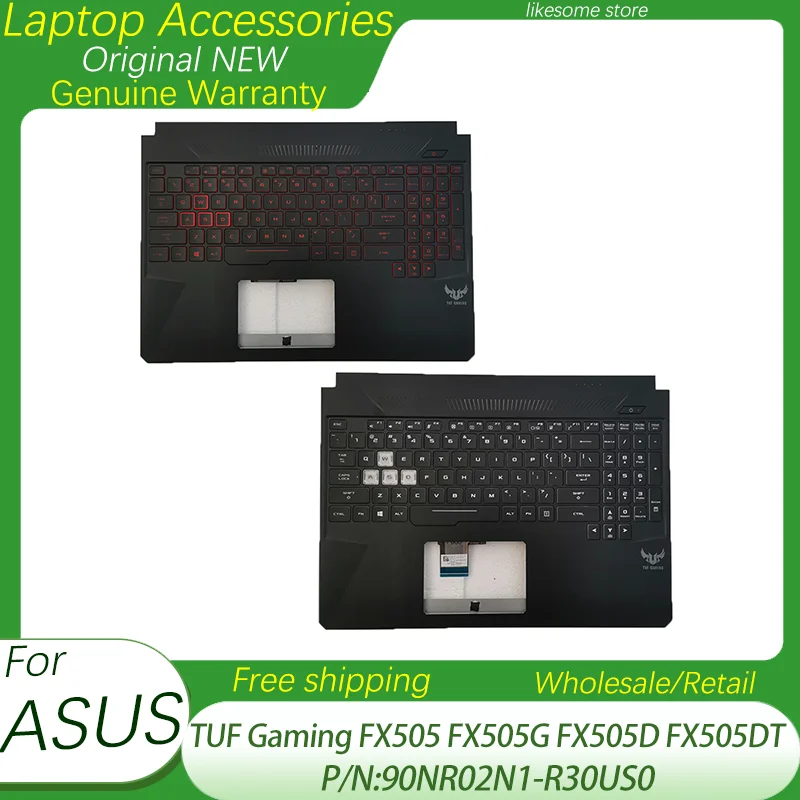 

US Keyboard For ASUS TUF Gaming FX505 FX505G FX505D FX505DT Laptop Palmrest Case Cover Backlit Keyboard 90NR02N1-R30US0 95% New