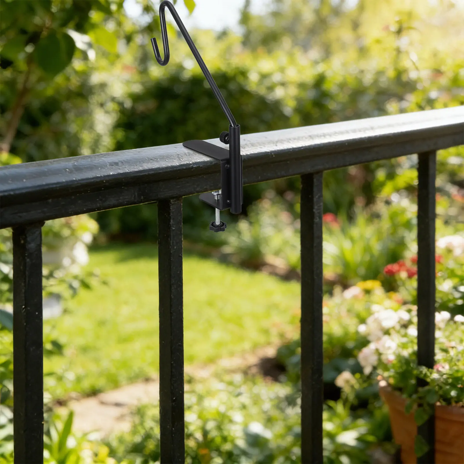 Heavy Duty Stainless Steel Rotating Hook for Bird Feeder 11 Inch Railing Mount Outdoor Deck Balcony Fence Planter Flower Basket