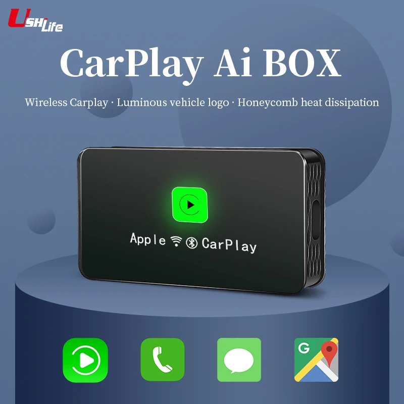 Ushi Car Multimedia Player Wireless CarPlay Activator Dongle AI Box Android Auto Adapter For Jaguar Volvo VW Audi Benz Toyota