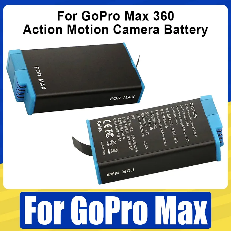 1600mAh Battery For Gopro Max Rechargeable Lithium Battery Storage For Gopro Max 360 Action Motion Camera Batteries Accessories